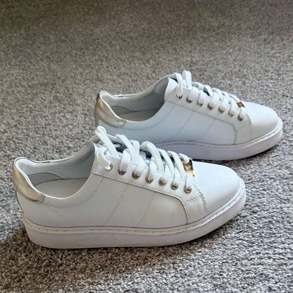 Ralph Lauren Angeline White and Silver Sneakers